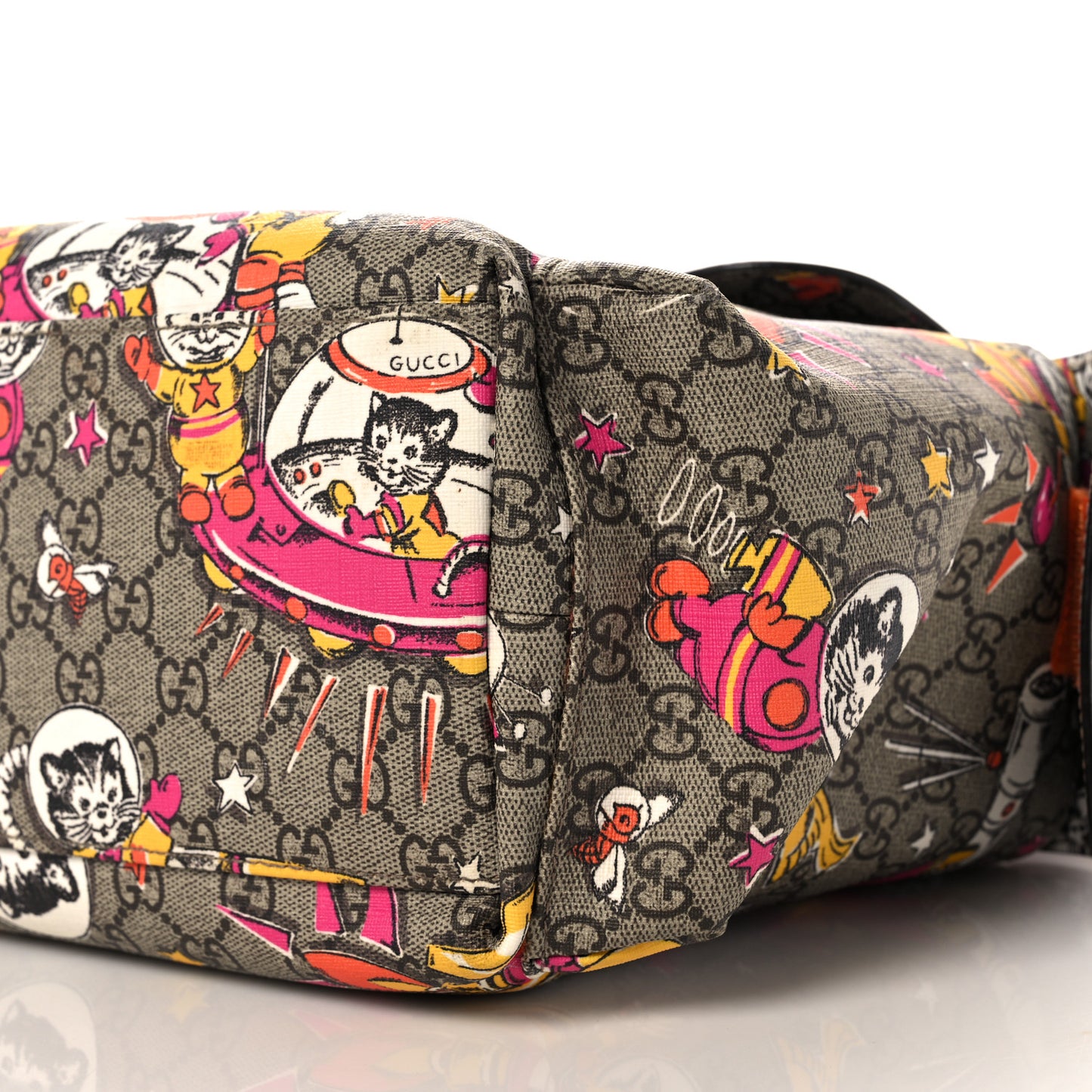 GG Supreme Monogram Space Cats Diaper Bag Orange