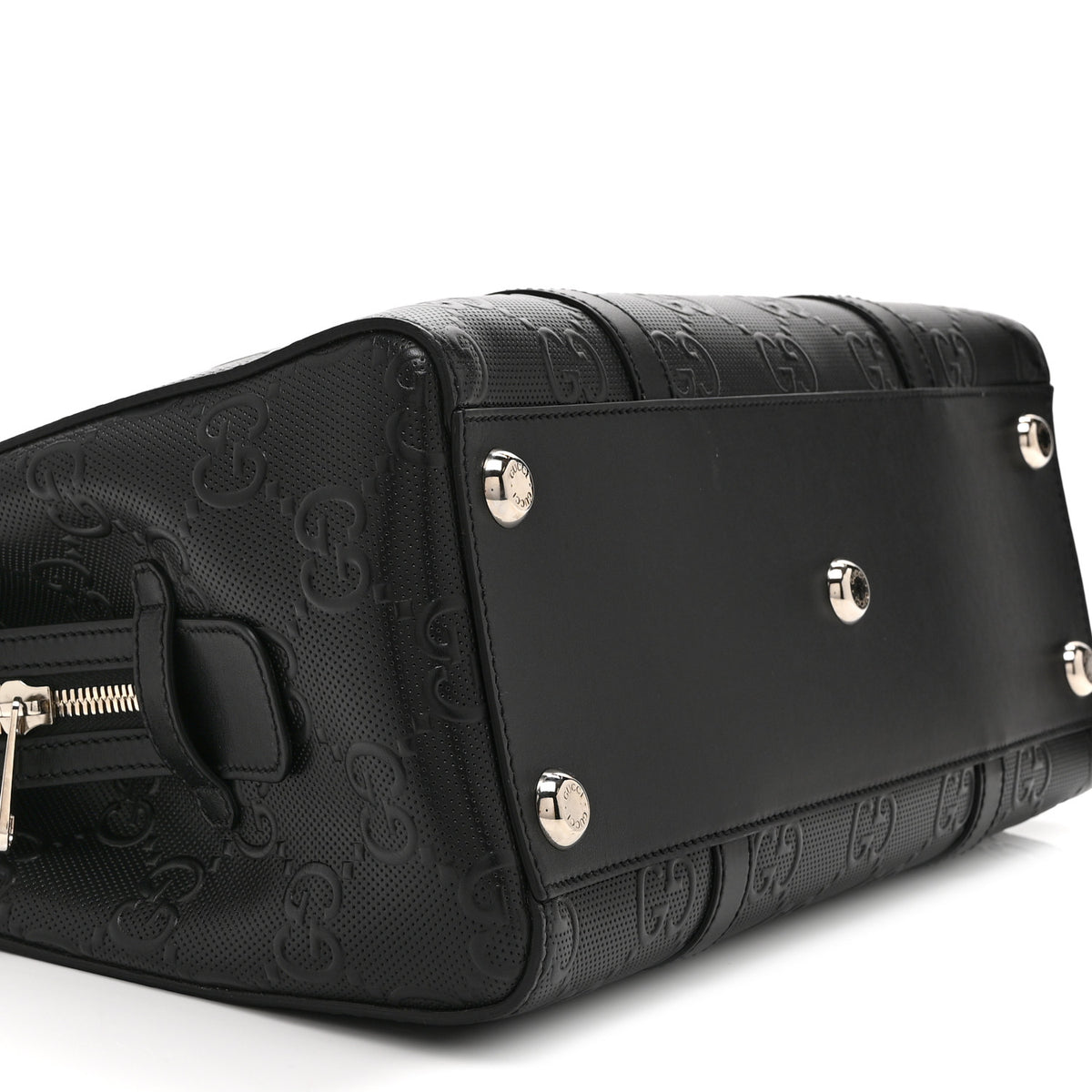 Gucci Calfskin GG Tennis Embossed Tote Bag Black 10 of 11