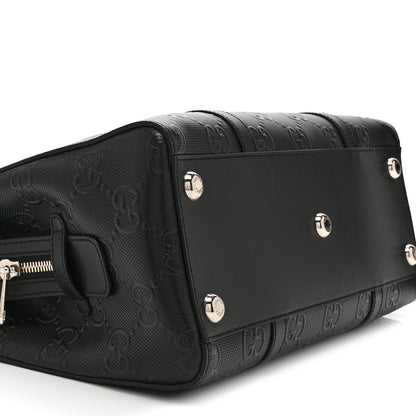 Gucci Calfskin GG Tennis Embossed Tote Bag Black 10 of 11