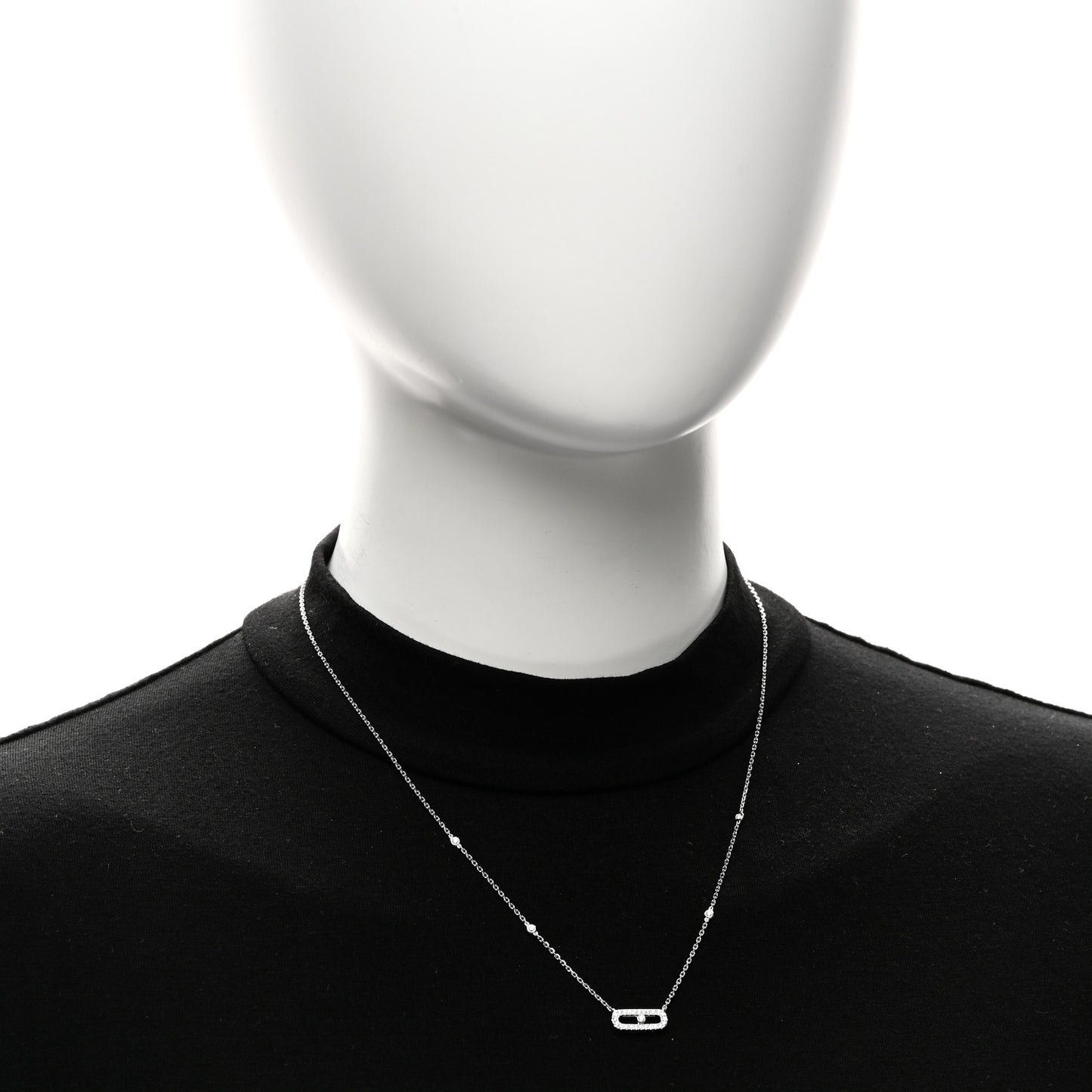 18K White Gold Diamond Move Uno Pave Necklace