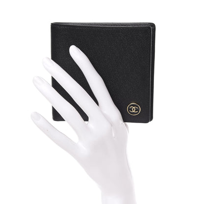 Chanel Grained Calfskin CC Button Bi-Fold Wallet Black 2 of 9