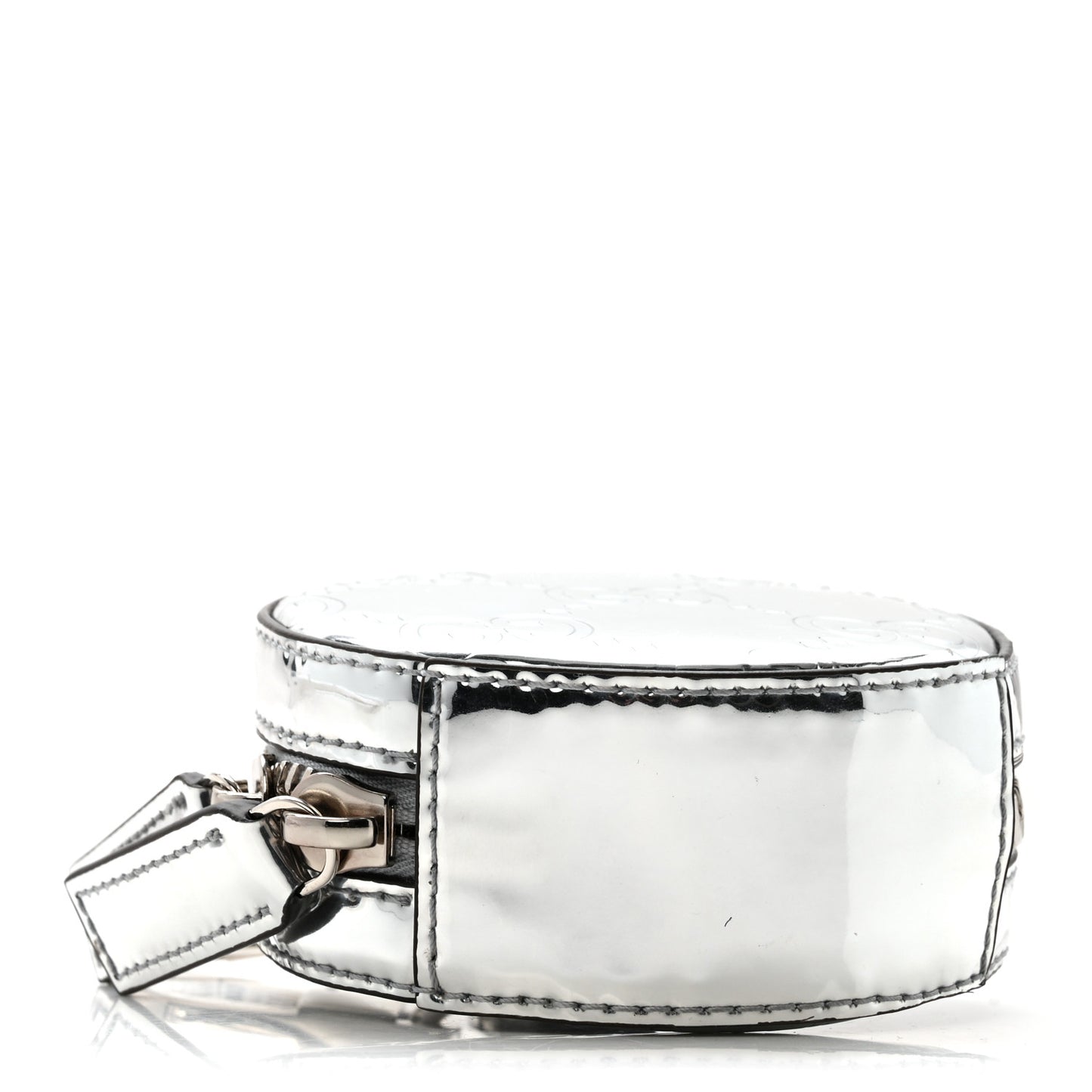 Guccissima Mirror Effect GG Round Coin Purse Silver