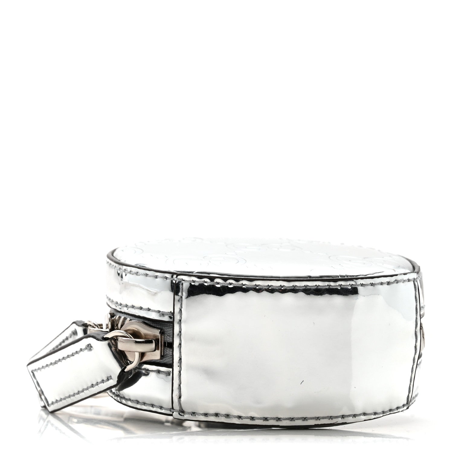 Gucci Guccissima Mirror Effect GG Round Coin Purse Silver 4 of 10