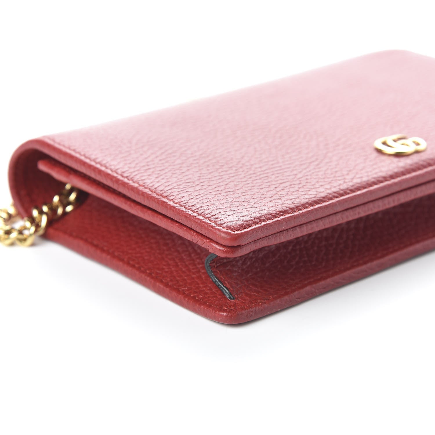 Gucci Dollar Calfskin Mini GG Marmont Chain Wallet Hibiscus Red 6 of 10