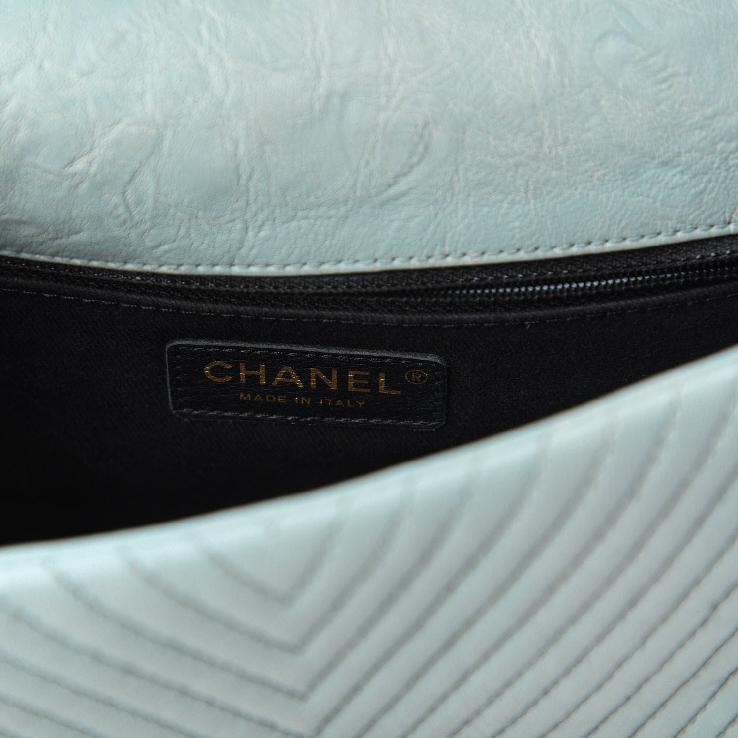 Chanel Calfskin Surpique Chevron Medium Flap Blue 8 of 10