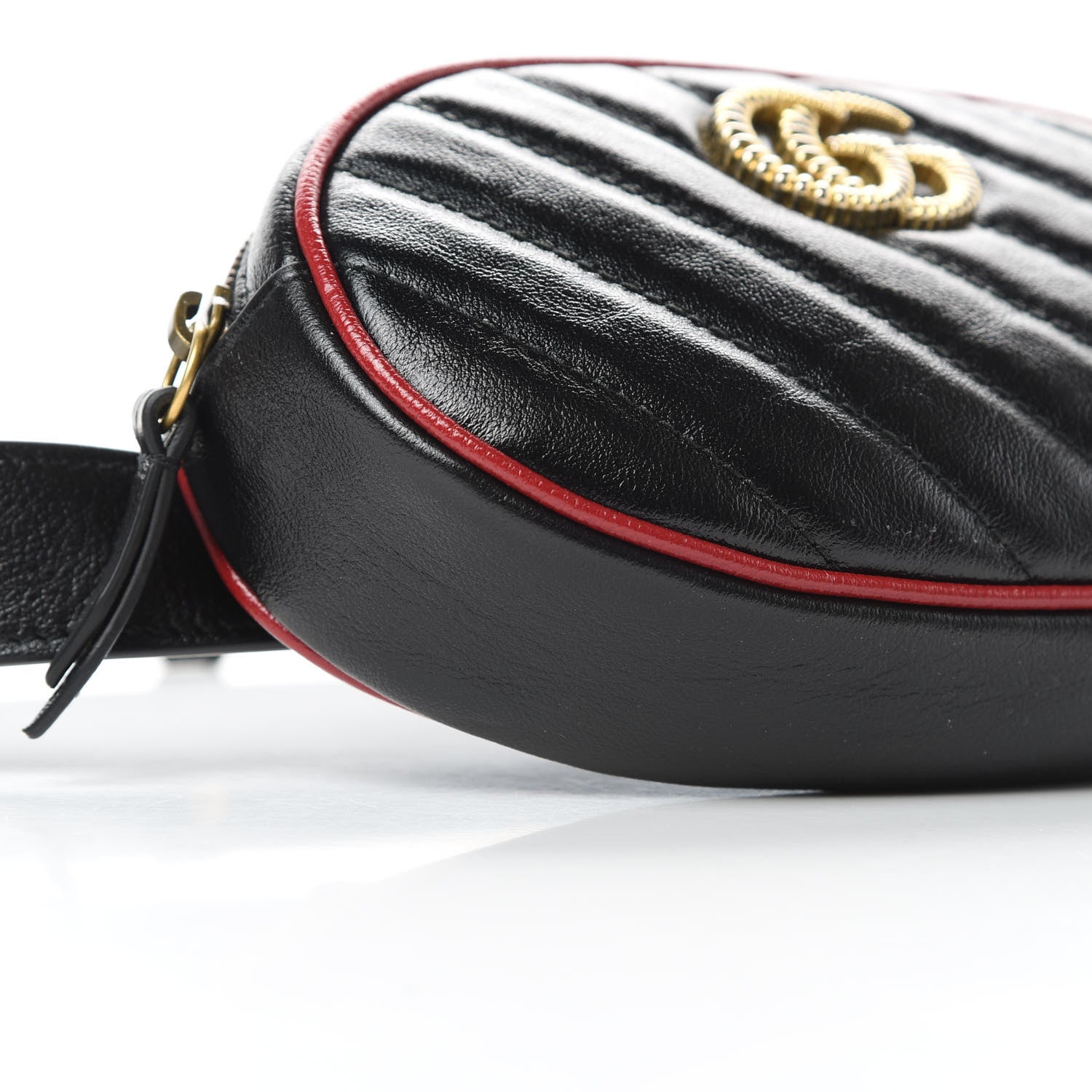 Gucci Azalea Calfskin Matelasse Diagonal Torchon GG Marmont Belt Bag 85 34 Black Romantic Cerise 9 of 11