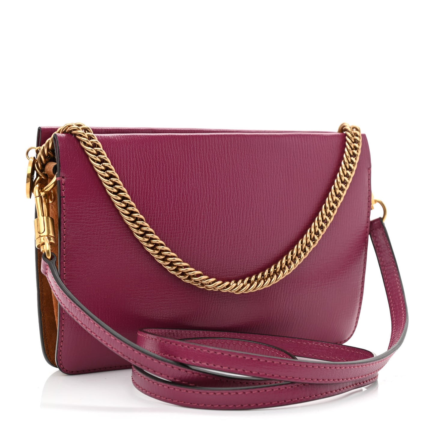 Goatskin Suede Cross 3 Crossbody Bag Fig Pink Cherry