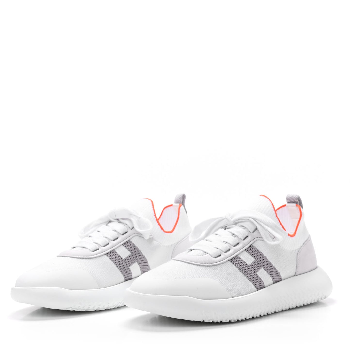 Knit Suede Goatskin Womens Crew Sneakers 37 White Gris