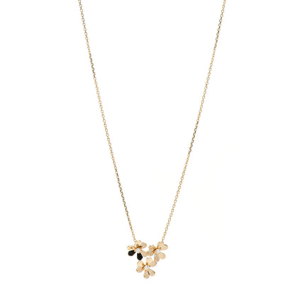 Van Cleef & Arpels 18K Yellow Gold Diamond Mini Frivole 3 Flowers Pendant Necklace 1 of 4