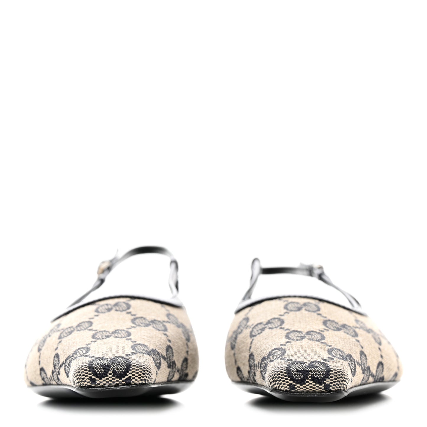 GG Monogram Malaga Kid Square G 35mm Slingback Pumps 35.5 Beige Blue