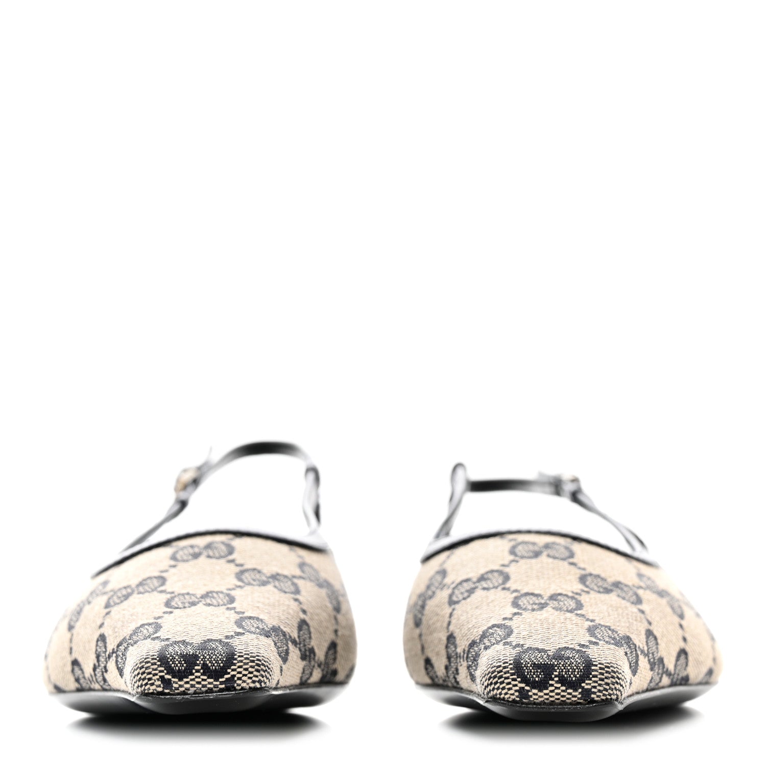 Gucci GG Monogram Malaga Kid Square G 35mm Slingback Pumps 35.5 Beige Blue 2 of 10