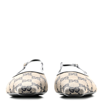 Gucci GG Monogram Malaga Kid Square G 35mm Slingback Pumps 35.5 Beige Blue 2 of 10