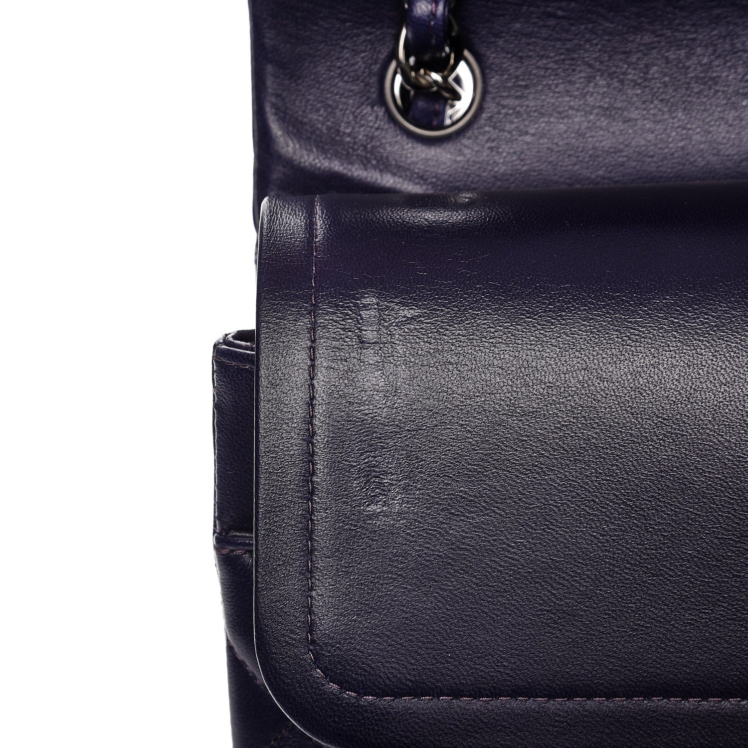 Chanel Lambskin Quilted Jumbo Double Flap Dark Purple 9 of 11