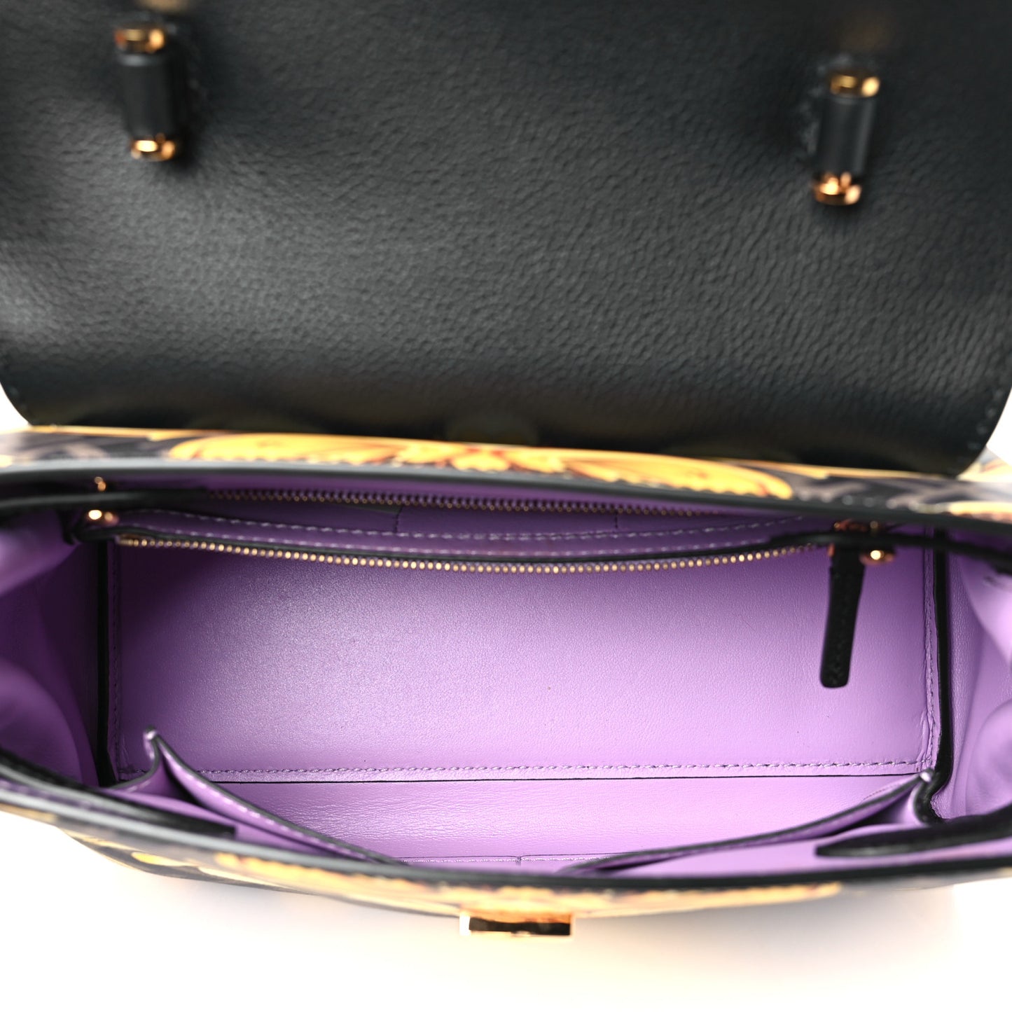 X FENDI Grained Calfskin Fendace La Medusa Medium Top Handle Bag Black Multicolor