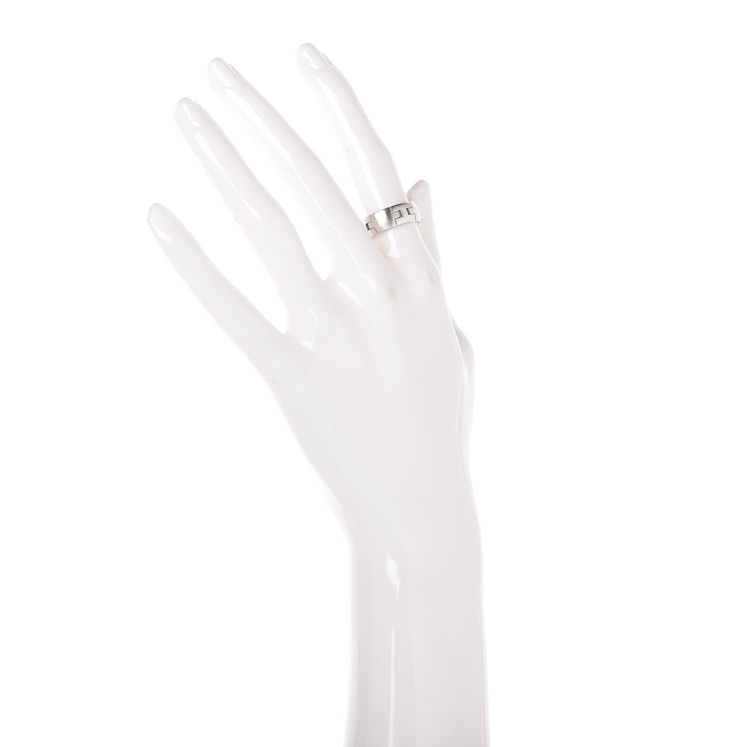 Hermes 18K White Gold Hercules H Band Ring 49 4.75 2 of 5
