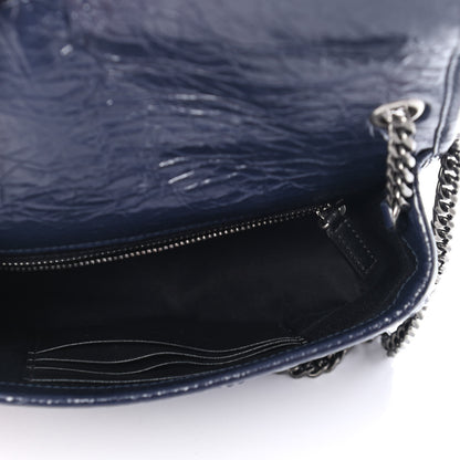 Saint Laurent Crinkled Calfskin Matelasse Monogram Niki Chain Wallet Deep Marine 4 of 4