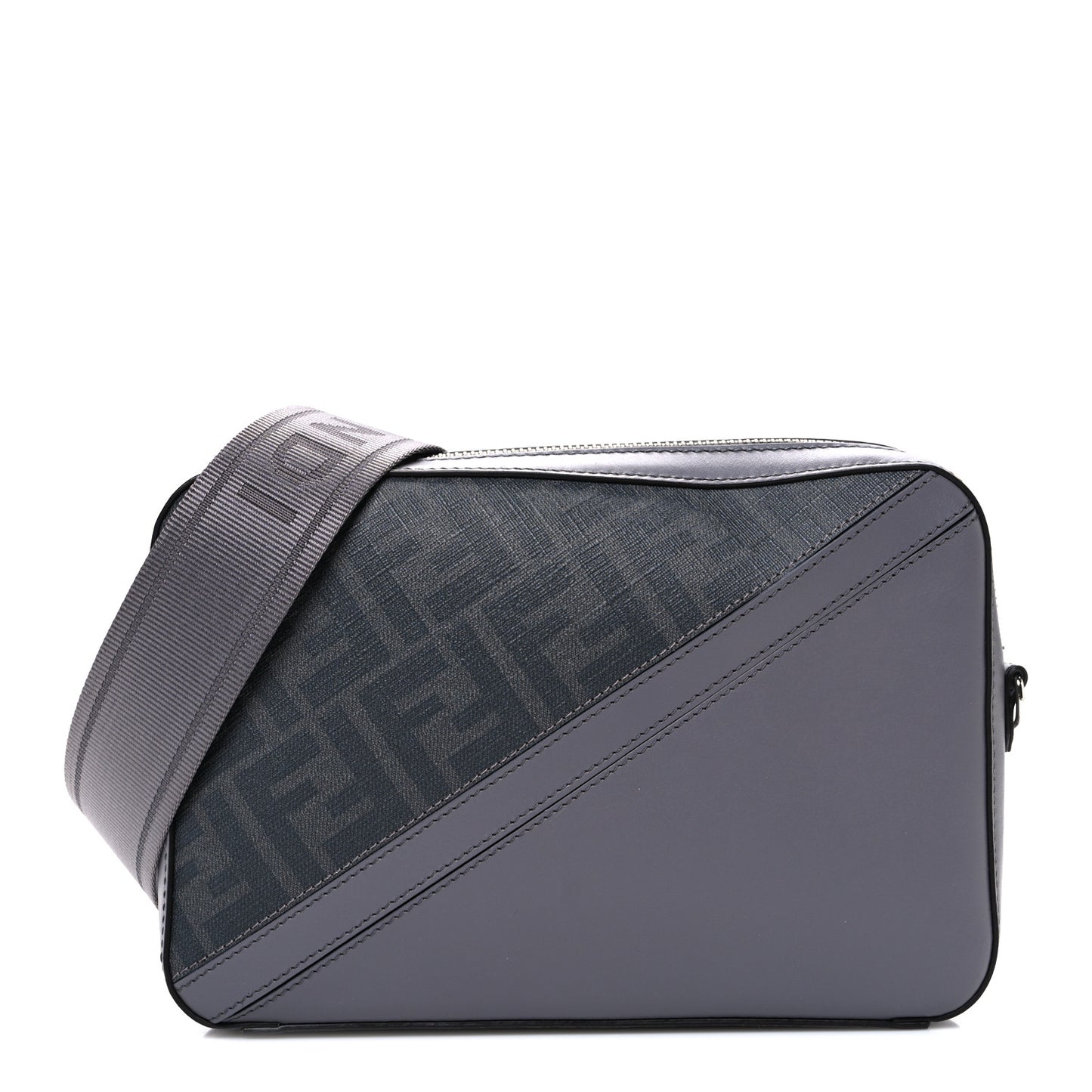 Glazed Fabric Vitello Liberty FF 1974 Diagonal Medium Camera Case Grey