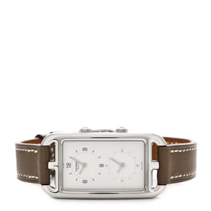 Hermes Stainless Steel Swift 22mm Nantucket Dual Time Quartz Watch Etoupe 2 of 5