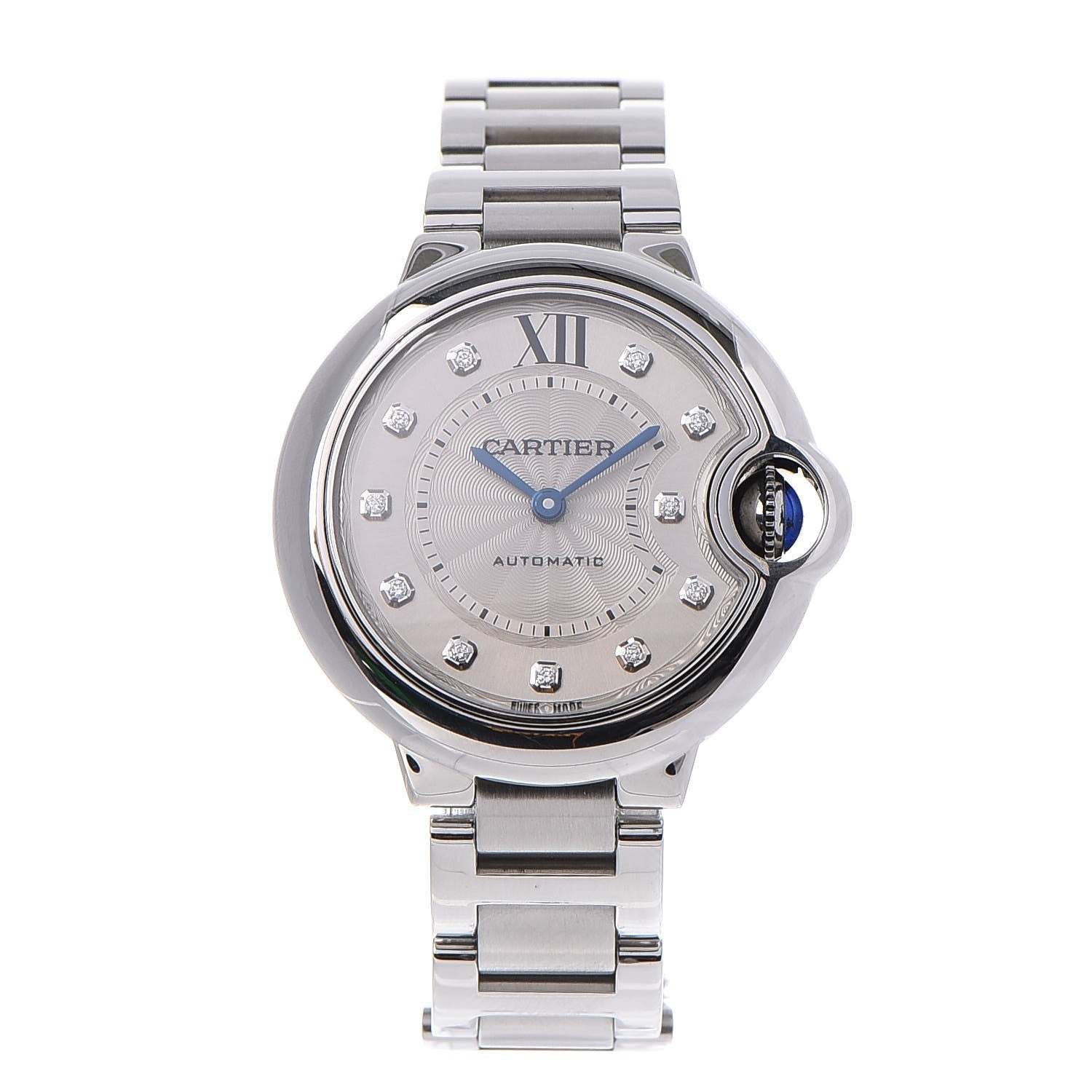 Cartier Stainless Steel Diamond 33mm Ballon Bleu De Automatic Watch 1 of 10
