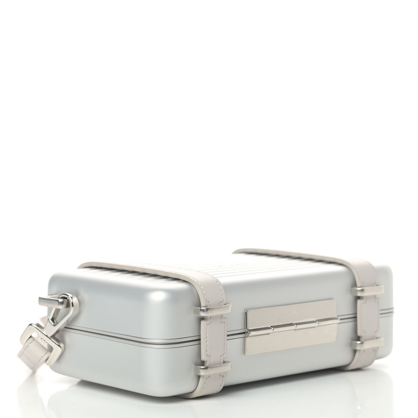 X RIMOWA Aluminum Personal Clutch On Strap Silver