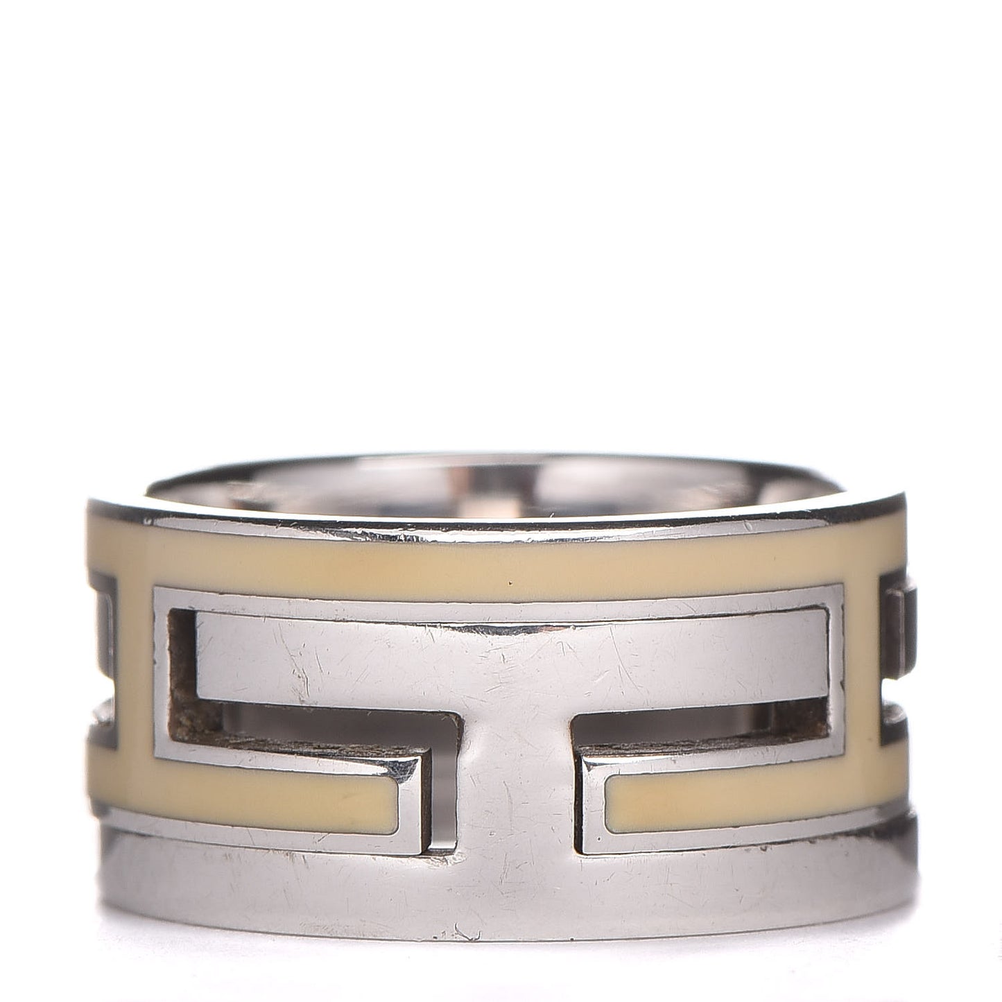 Sterling Silver Enamel Arcane Move H Ring 51 5.75 Cream