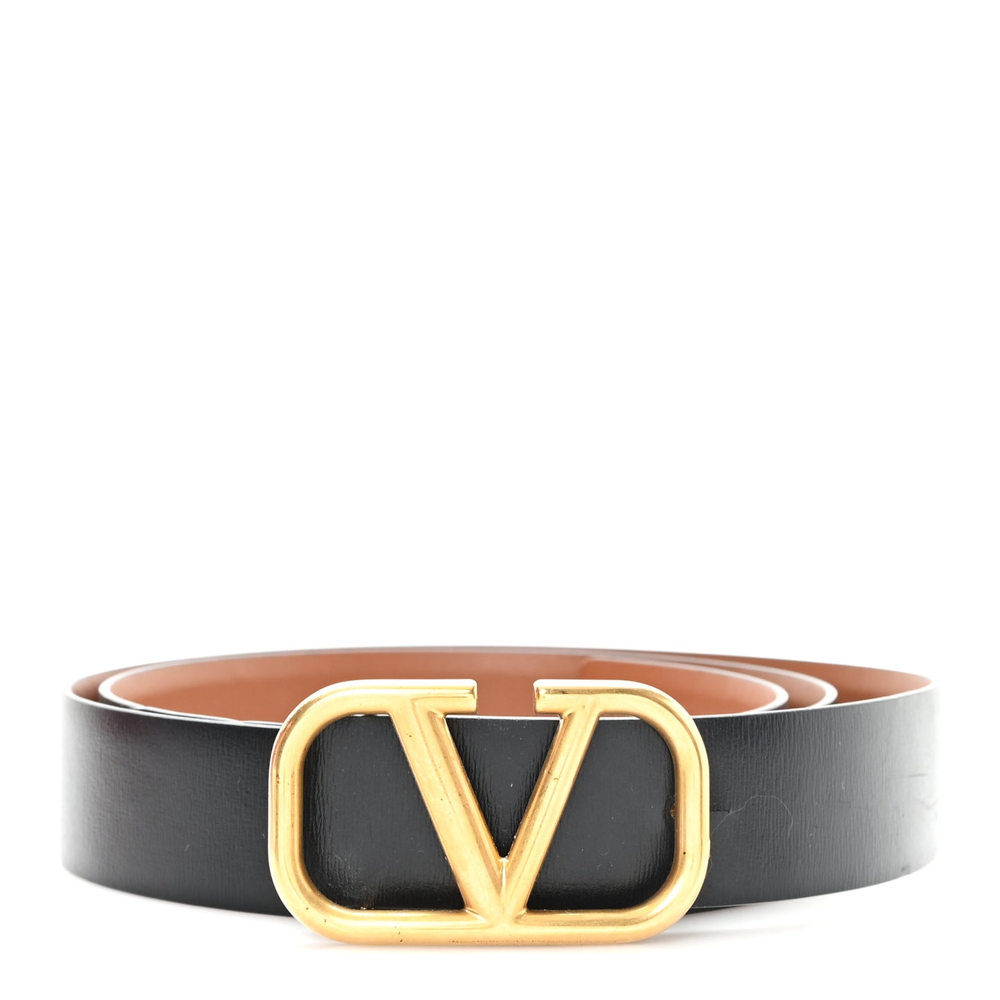 Glossy Calfskin VLogo Reversible 30mm Belt 85 34 Saddle Brown Black