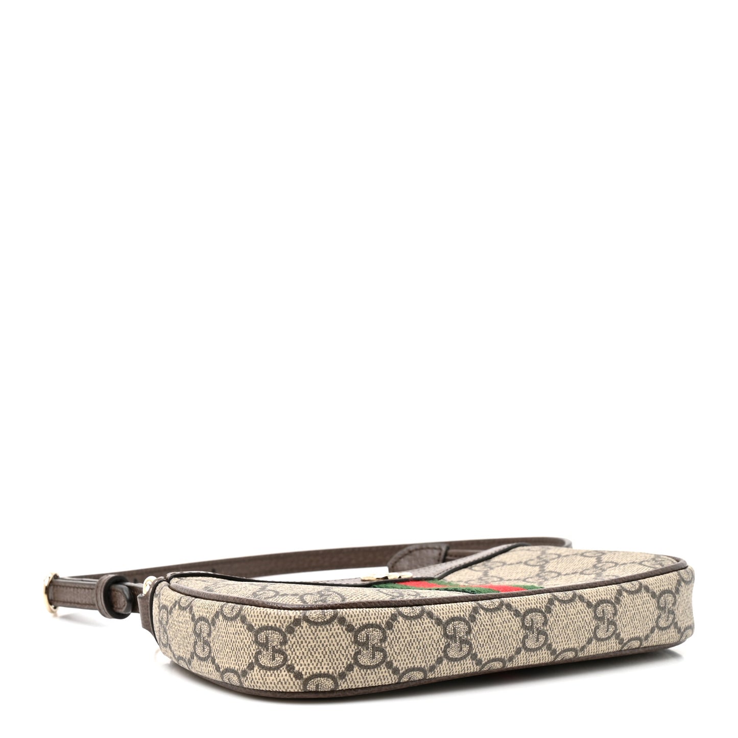 GG Supreme Monogram Textured Dollar Calfskin Web Mini Ophidia Shoulder Bag Beige Ebony New Acero