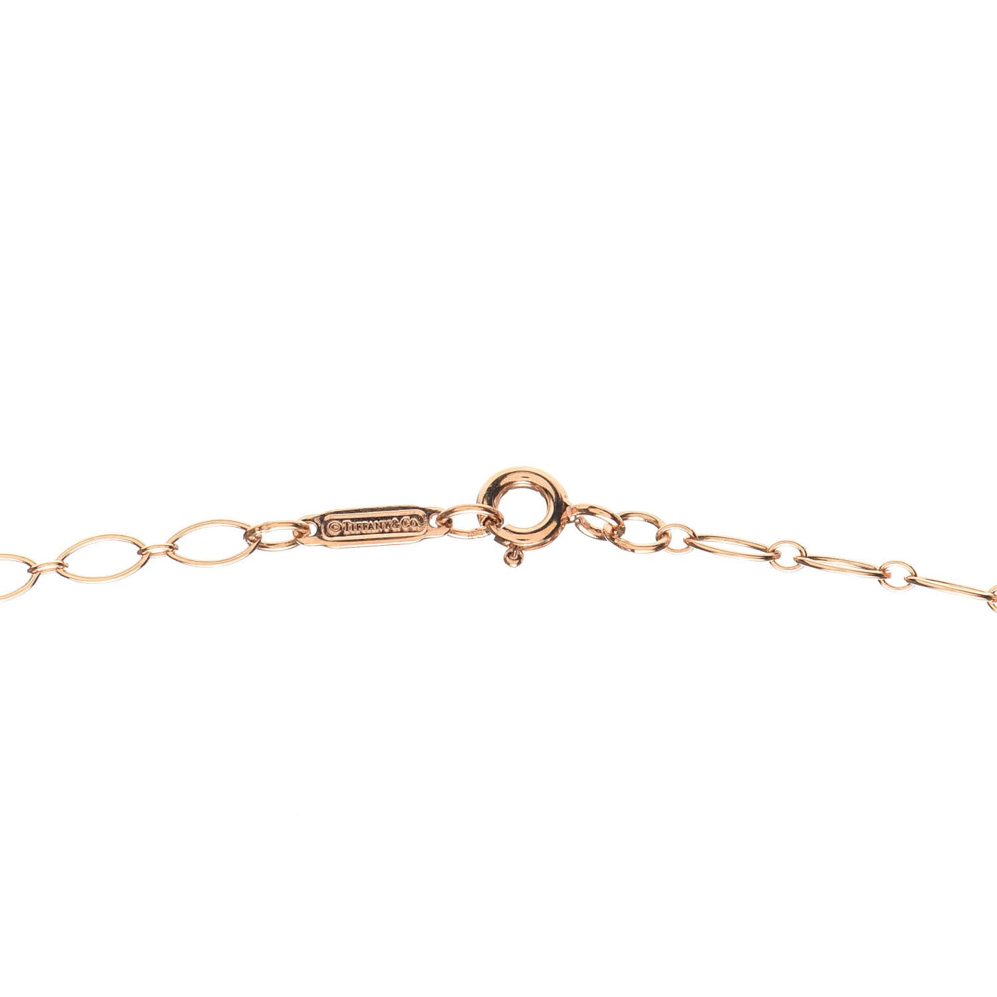 18K Rose Gold Small Oval Key Pendant Link Necklace