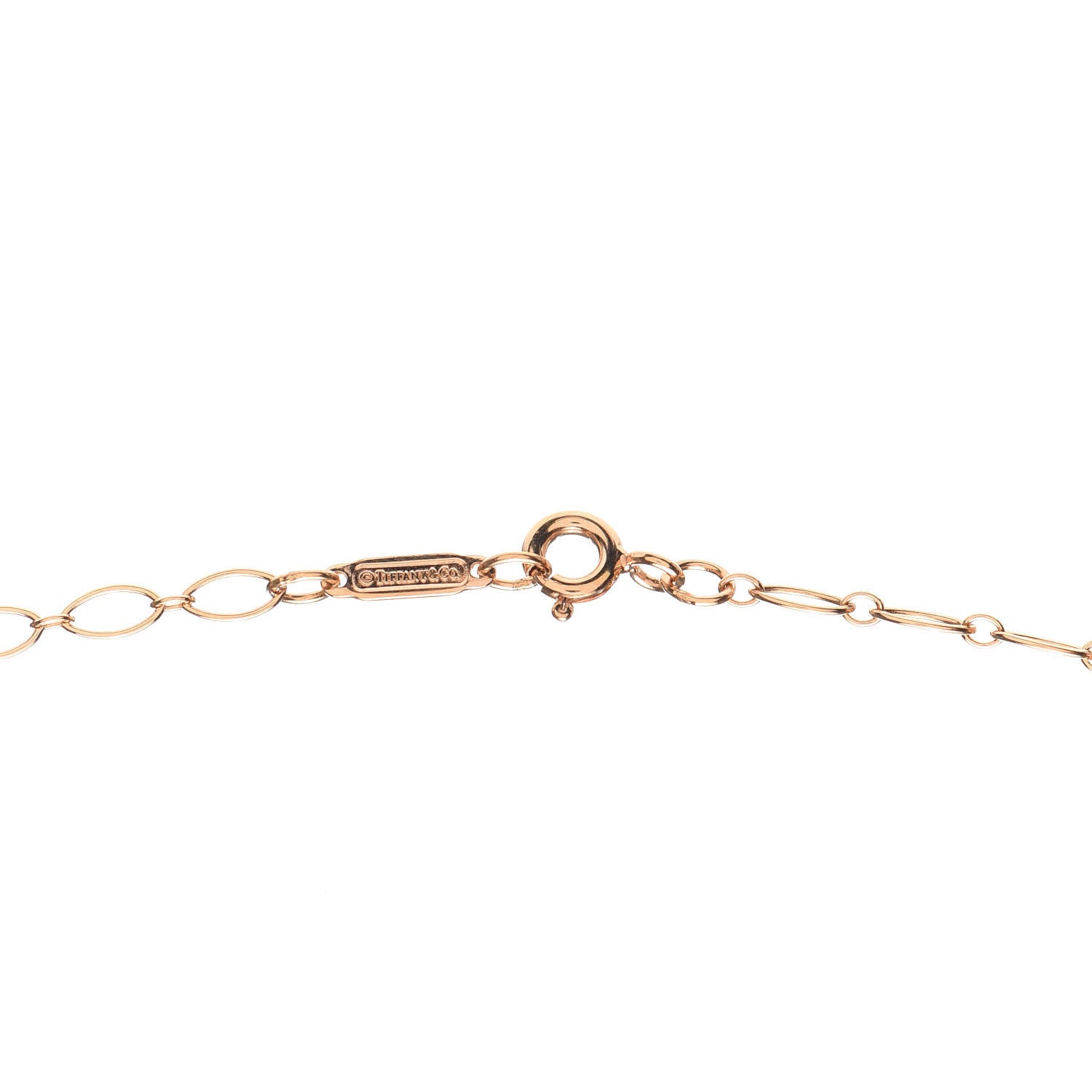Tiffany 18K Rose Gold Small Oval Key Pendant Link Necklace 4 of 5