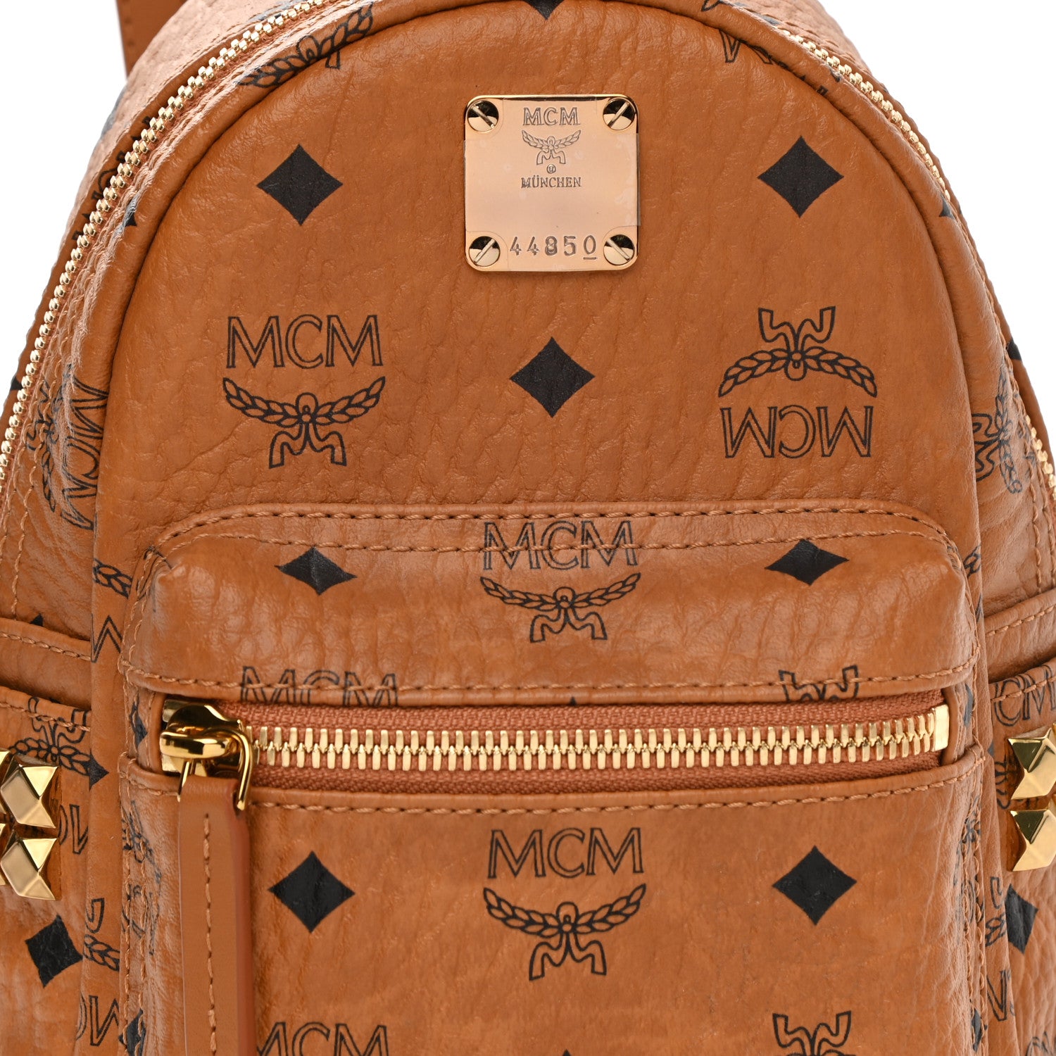 MCM Visetos Side Stud X-Mini Stark Backpack Cognac 8 of 10