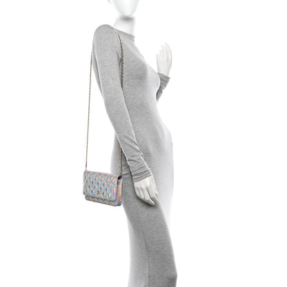 Chanel Iridescent Goatskin Quilted Wallet On Chain WOC Silver 2 of 11