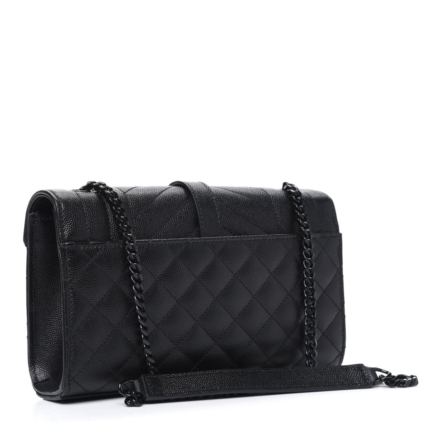 Grain De Poudre Textured Mixed Matelasse Triquilt Small Monogram Satchel Black