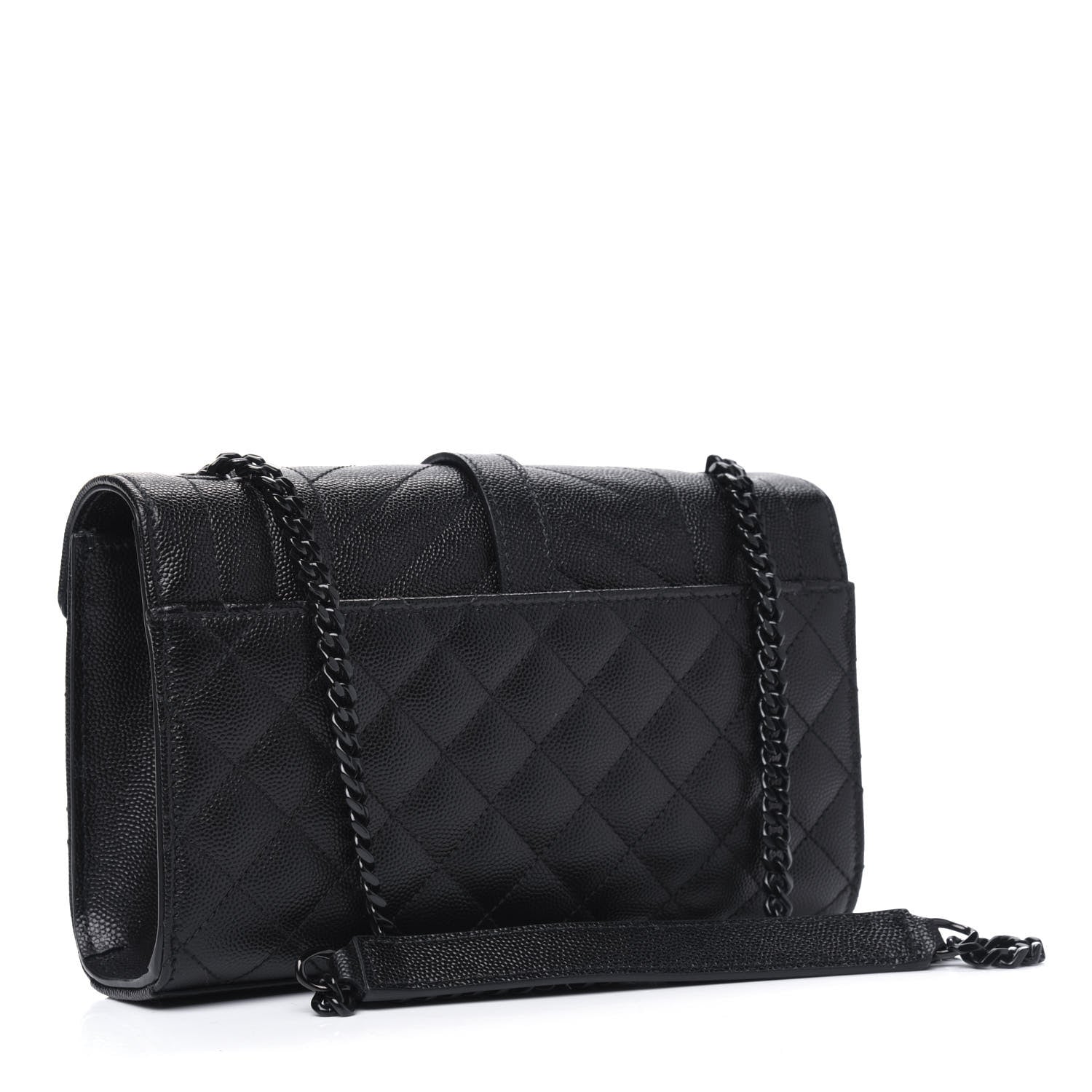 Saint Laurent Grain De Poudre Textured Mixed Matelasse Triquilt Small Monogram Satchel Black 2 of 4