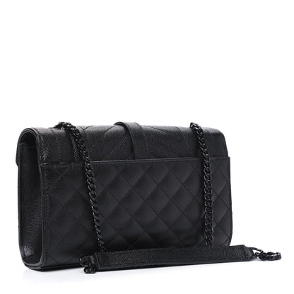 Saint Laurent Grain De Poudre Textured Mixed Matelasse Triquilt Small Monogram Satchel Black 2 of 4