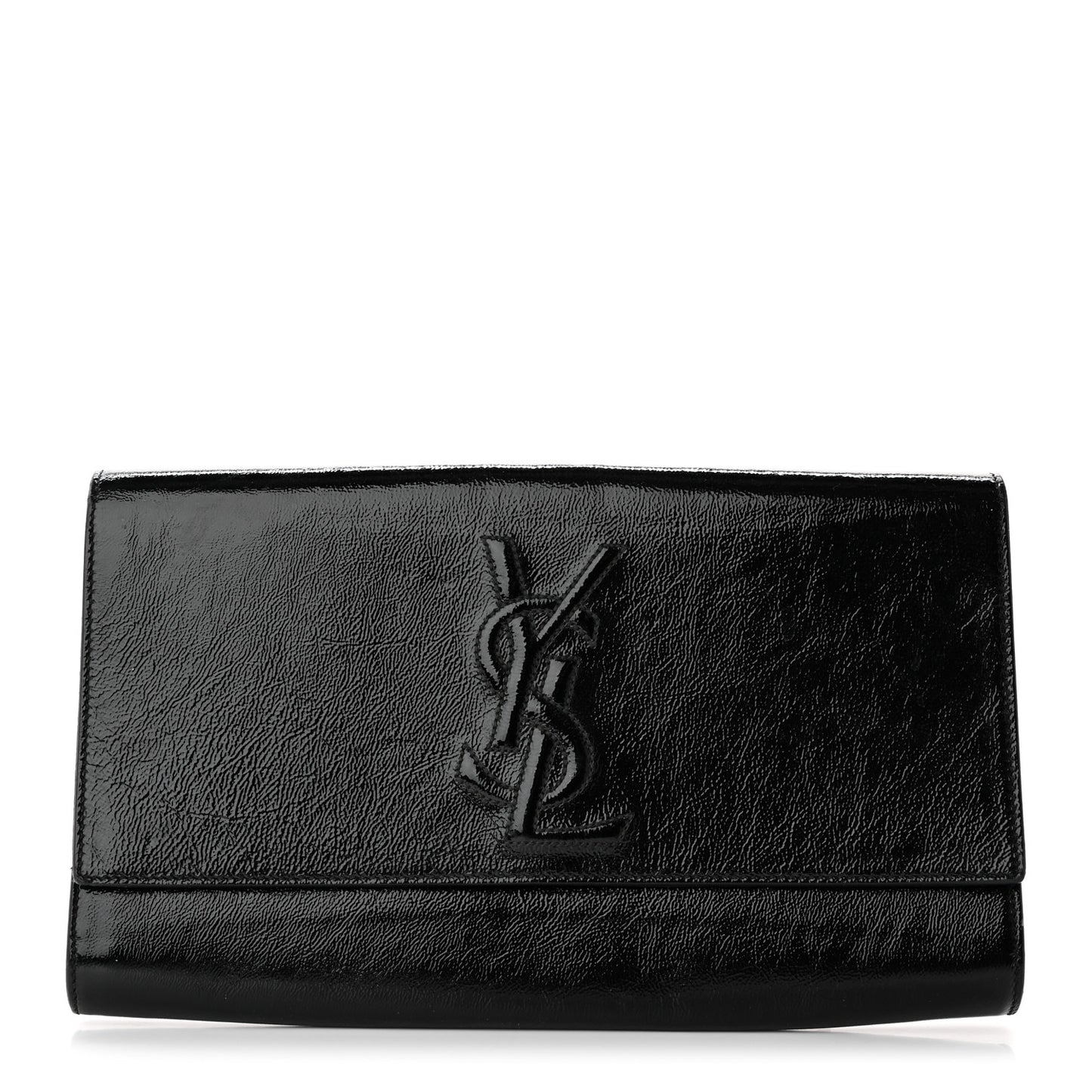 Textured Patent Monogram Large Belle De Jour Clutch Black