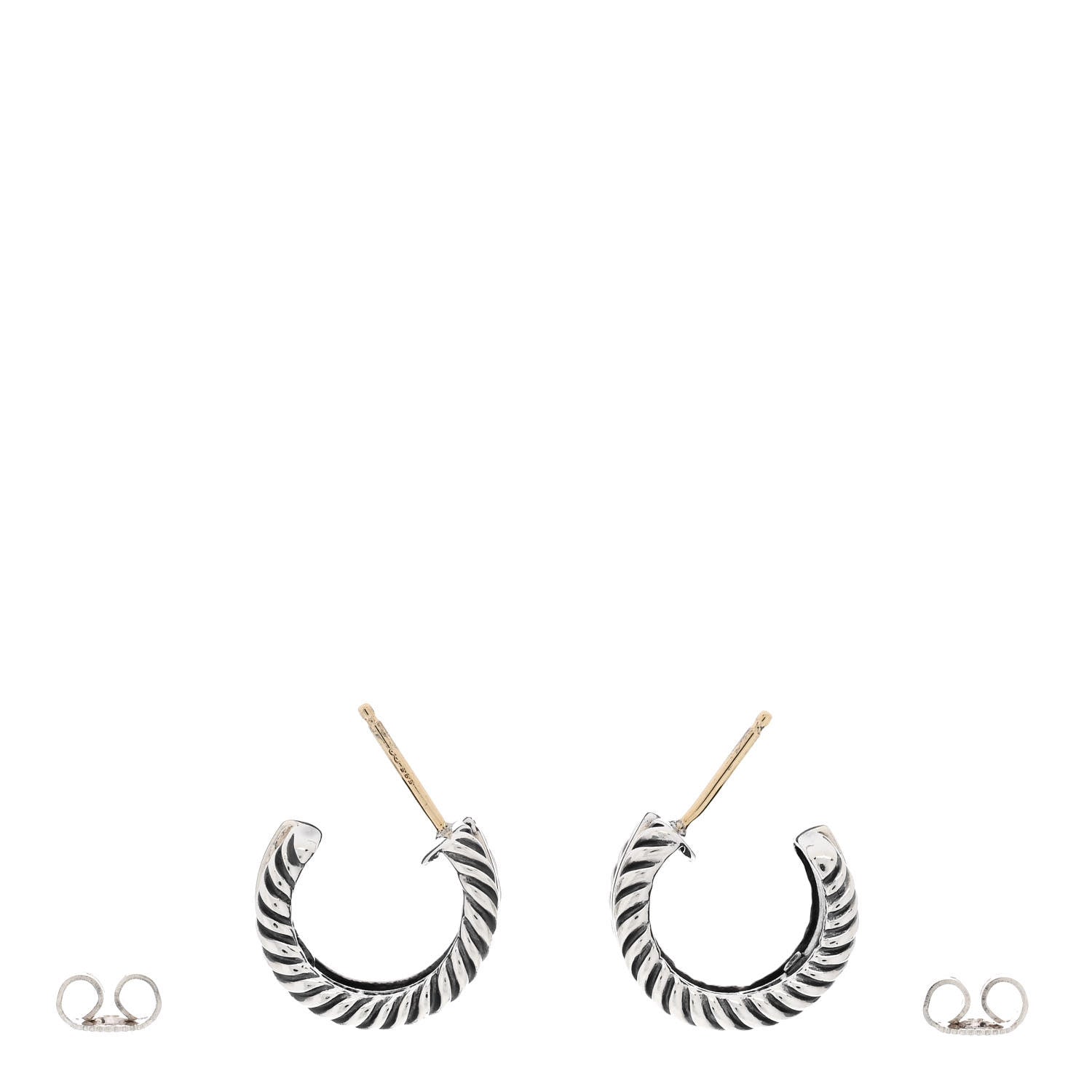 David Yurman Sterling Silver 14K Yellow Gold 16mm Cable Classics Hoop Earrings 3 of 7