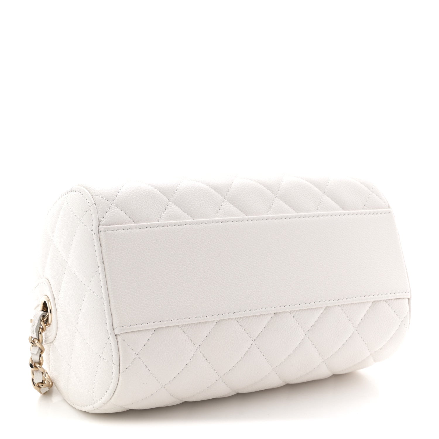 Chanel Caviar Quilted Barrel Clutch With Chain White 3 of 10
