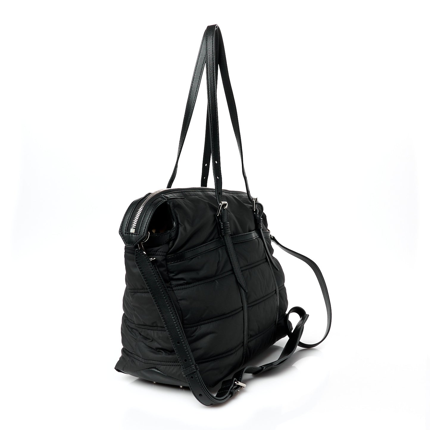 Nylon House Check Quilted Abbey Diaper Bag Black