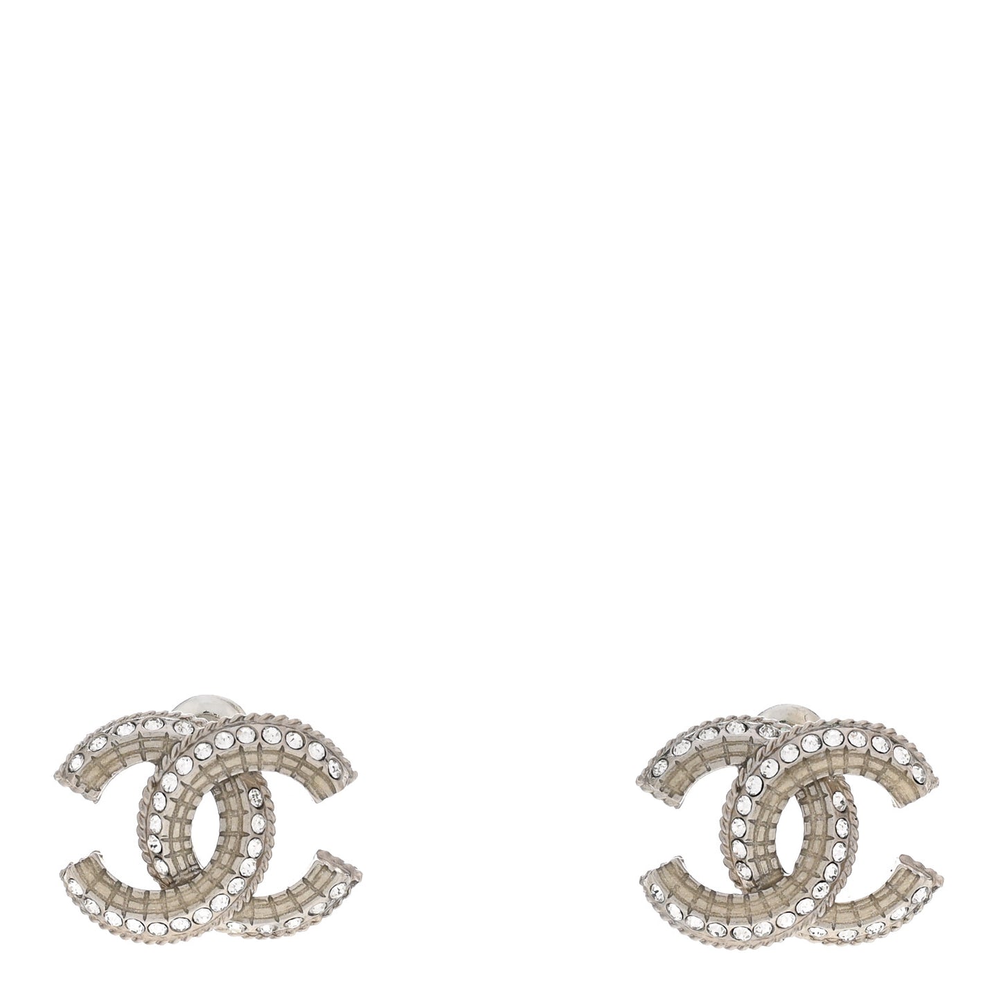 Enamel Crystal CC Earrings Silver