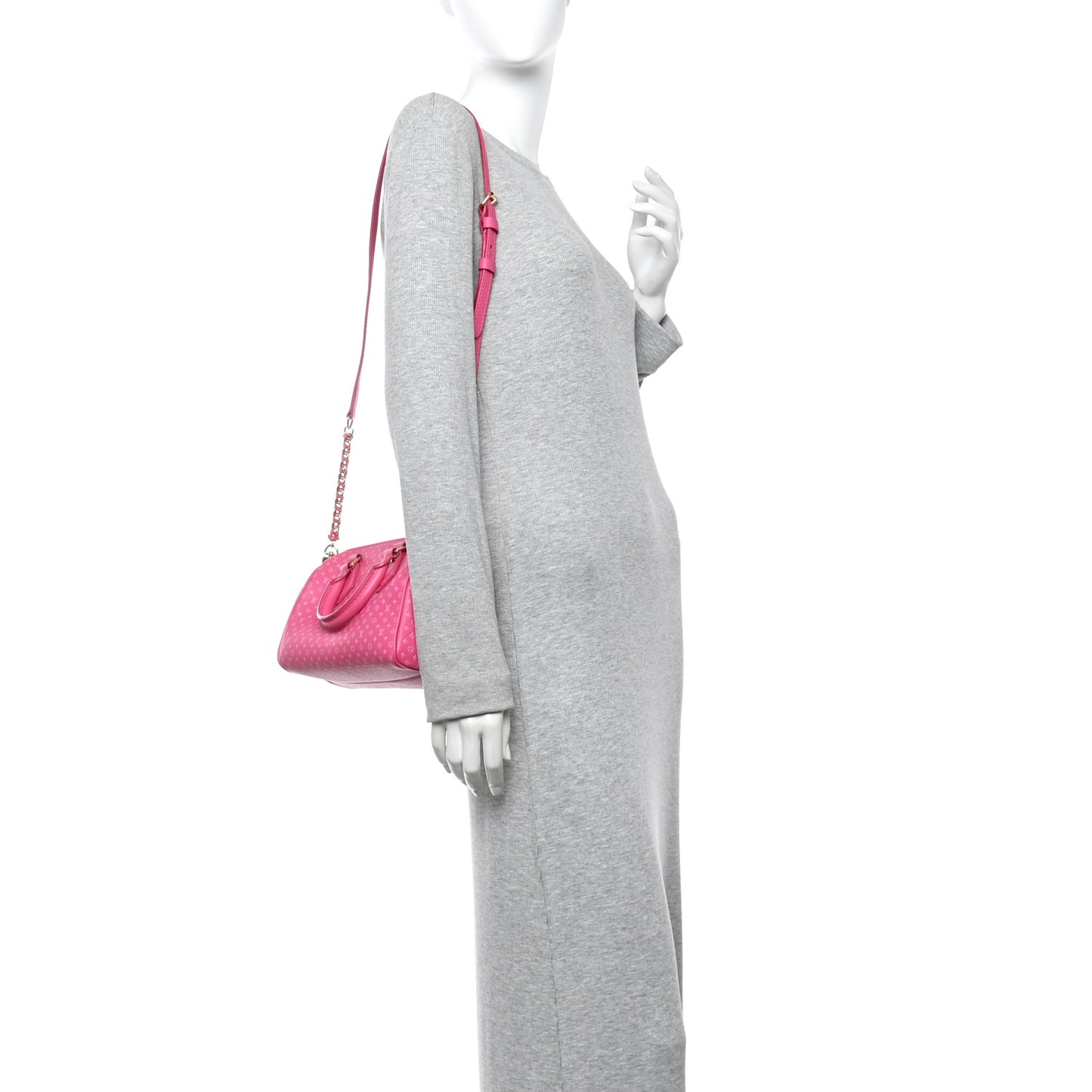 Calfskin Nanogram Embossed Speedy Bandouliere 20 Rose