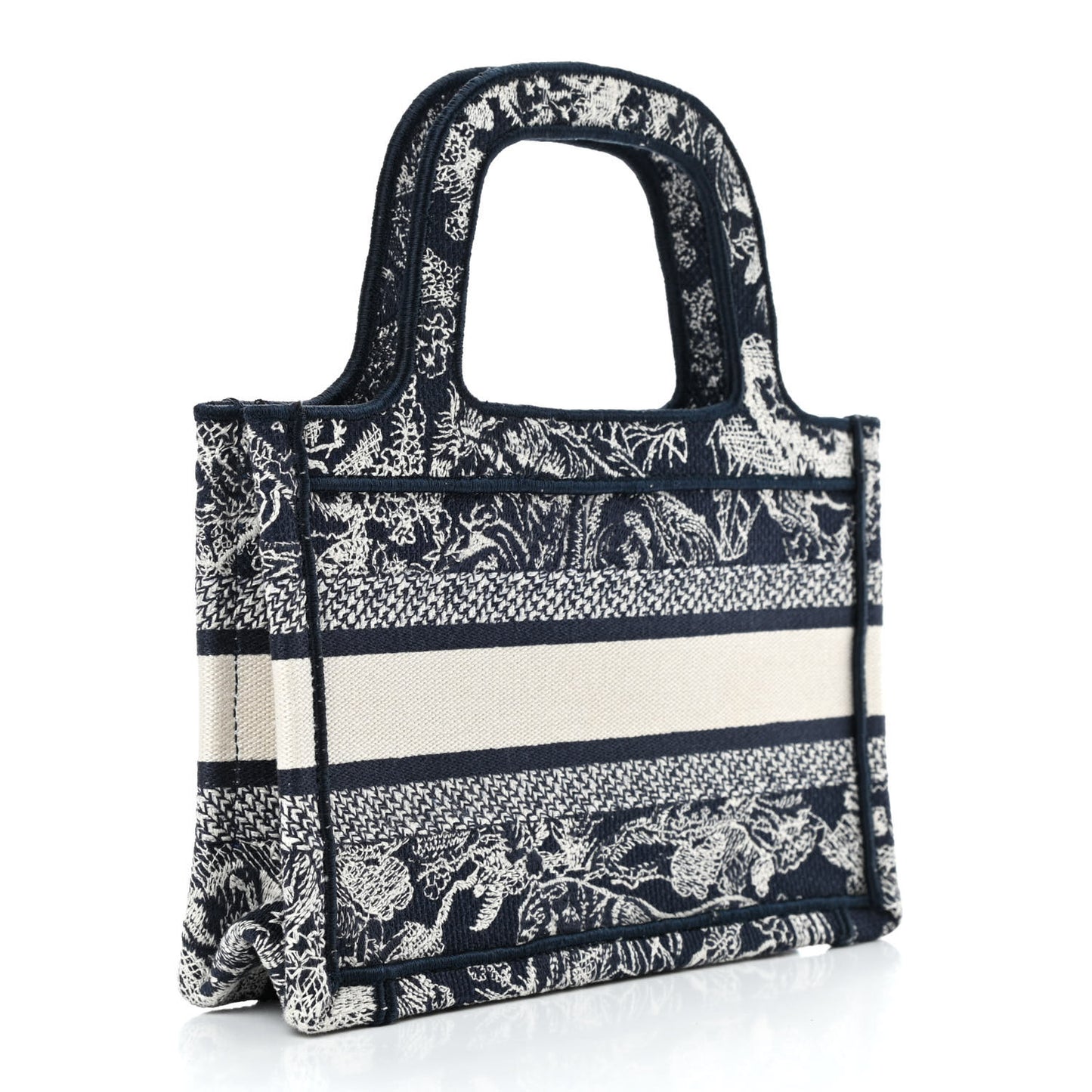 Canvas Embroidered Mini Toile De Jouy Book Tote Blue