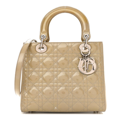 Christian Dior Patent Cannage Medium Lady Dior Beige 1 of 12