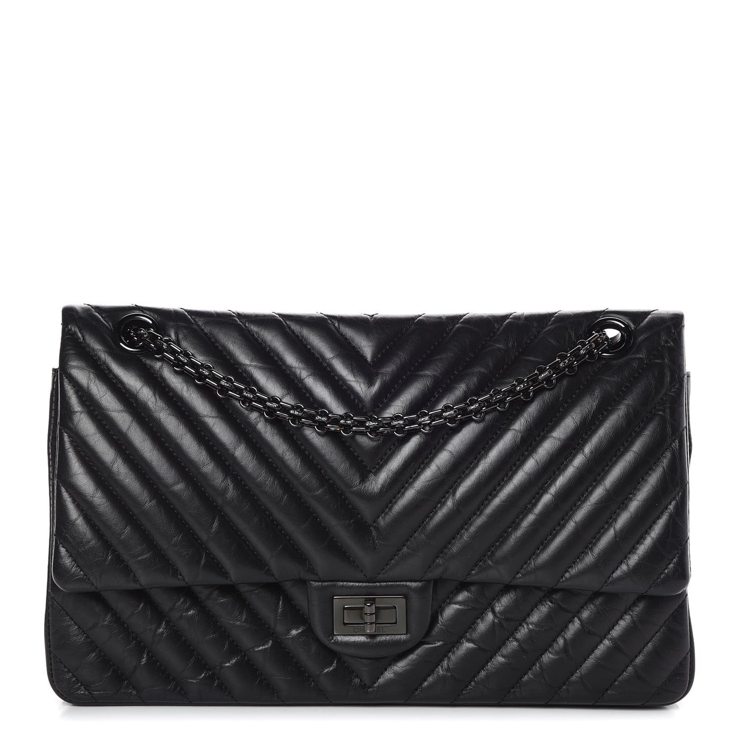 Aged Calfskin Chevron Quilted 2.55 Reissue 226 So Black