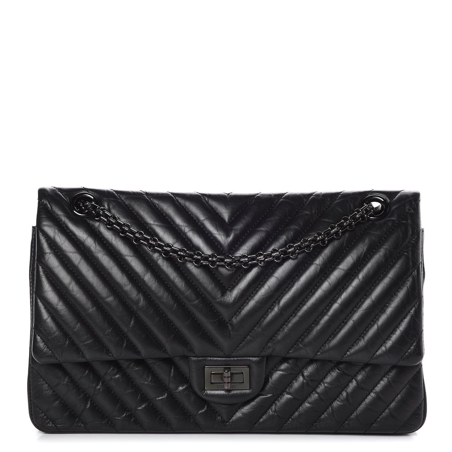 Chanel Aged Calfskin Chevron Quilted 2.55 Reissue 226 So Black 1 of 10