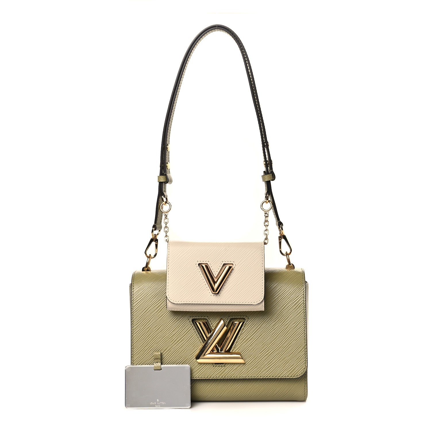 LOUIS VUITTON Epi Twist MM and Twisty in the color Kaki Quartz by FASHIONPHILE