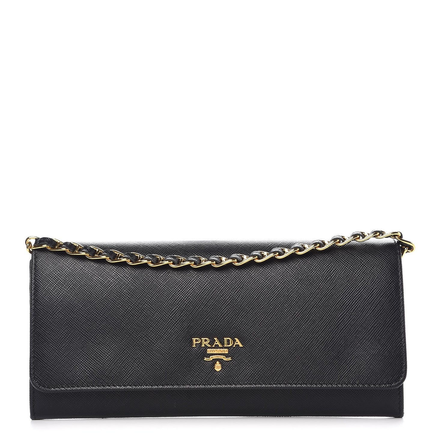 Saffiano Metal Oro Chain Wallet Black