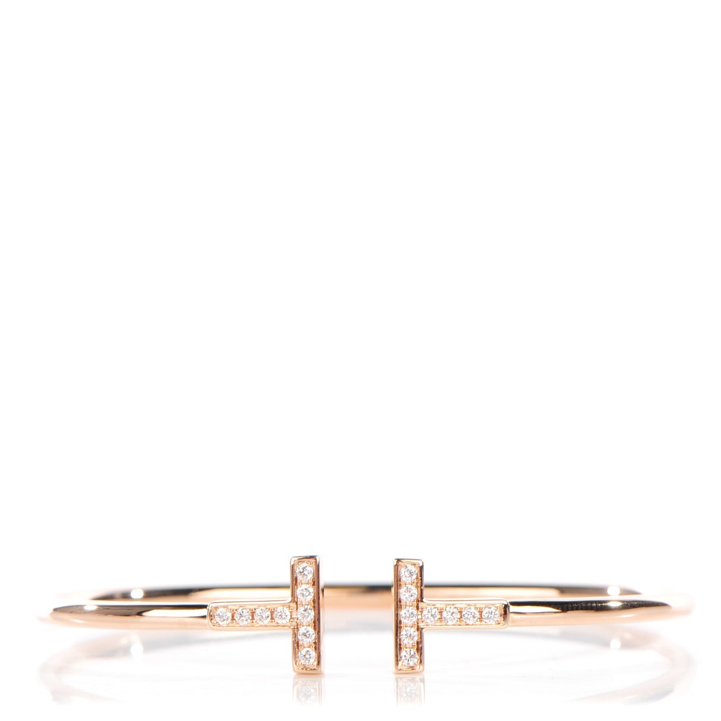 18K Rose Gold Diamond T Wire Bracelet