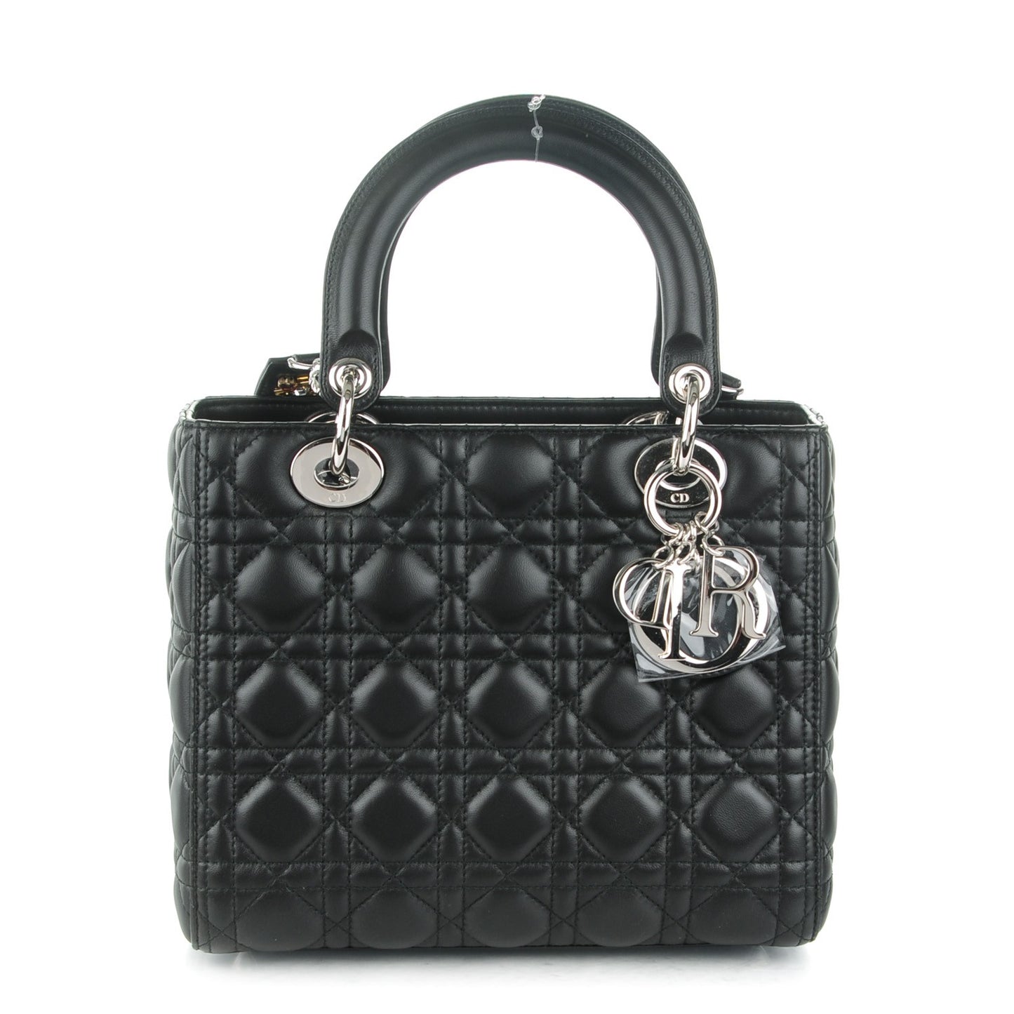 Lambskin Cannage Medium Lady Dior Crystal Strap Black