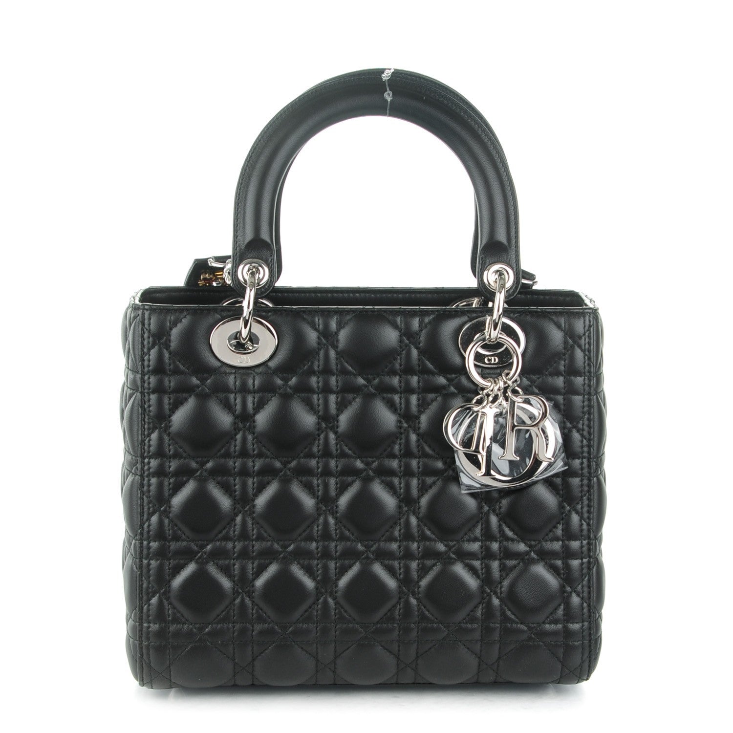 Christian Dior Lambskin Cannage Medium Lady Dior Crystal Strap Black 1 of 8