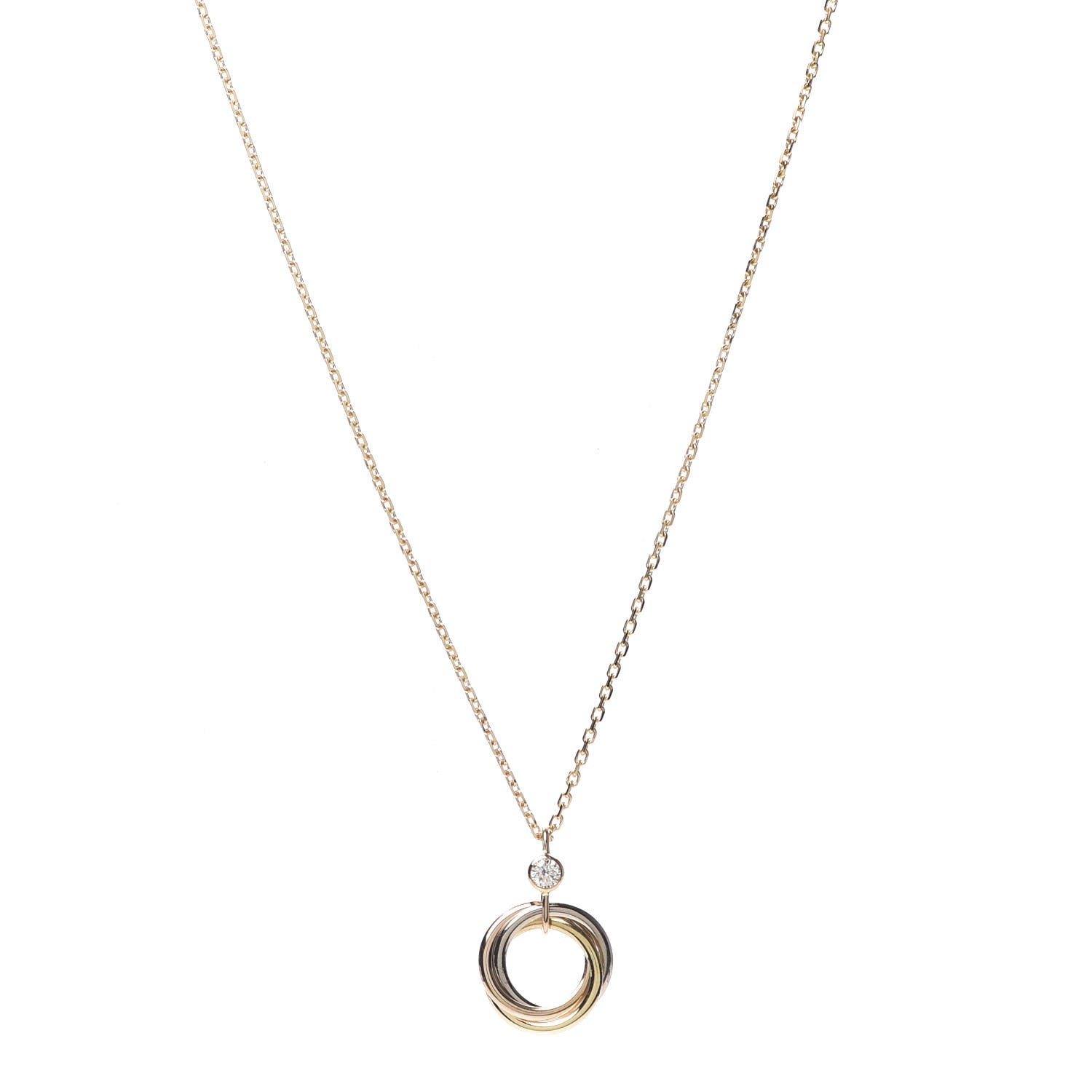 Cartier 18K Pink Yellow White Gold Diamond Trinity Pendant Necklace 1 of 5
